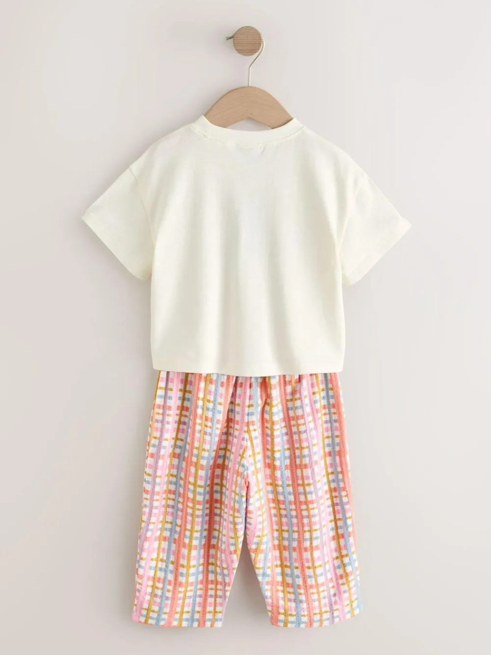 Best Next Ecru White Smiley Short Sleeve Top and Barrel Trousers Set (3mths-7yrs)