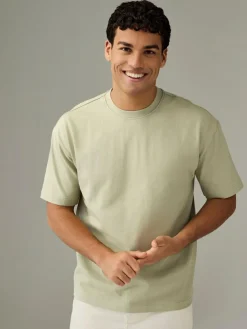 Next Ecru White/Green/Rust Red Relaxed Fit Heavyweight T-Shirts 3 Pack^ Tops & T-Shirts