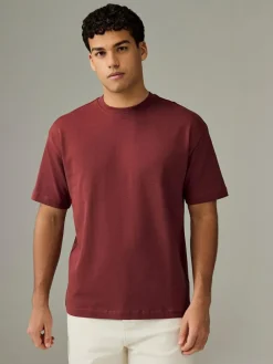 Next Ecru White/Green/Rust Red Relaxed Fit Heavyweight T-Shirts 3 Pack^ Tops & T-Shirts