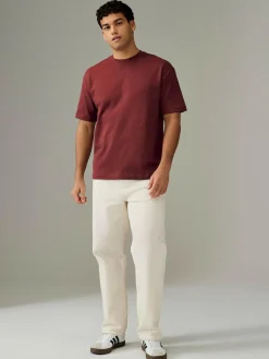 Next Ecru White/Green/Rust Red Relaxed Fit Heavyweight T-Shirts 3 Pack^ Tops & T-Shirts