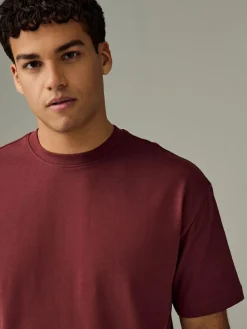 Next Ecru White/Green/Rust Red Relaxed Fit Heavyweight T-Shirts 3 Pack^ Tops & T-Shirts