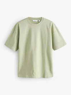 Next Ecru White/Green/Rust Red Relaxed Fit Heavyweight T-Shirts 3 Pack^ Tops & T-Shirts