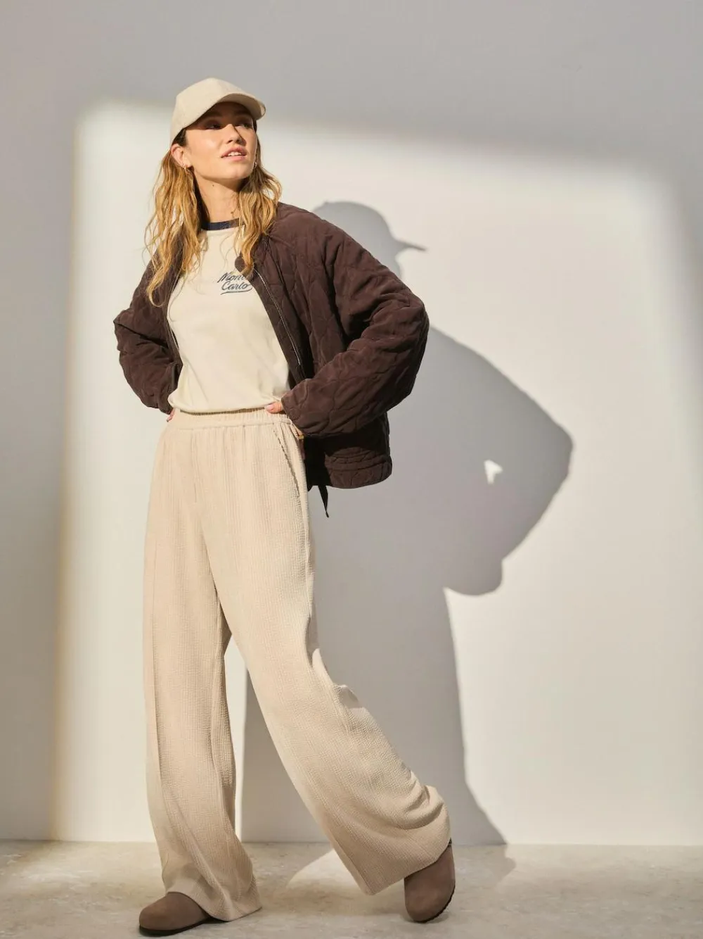 Next Ecru Wide Leg Soft Cord Trousers^Women Nightwear|Pants