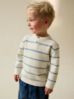 Next Knitted Stripe Henley Jumper (3mths-7yrs)^BOY Knitwear|Knitwear