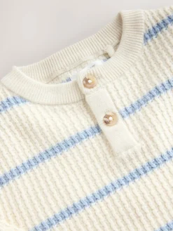 Next Knitted Stripe Henley Jumper (3mths-7yrs)^BOY Knitwear|Knitwear