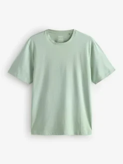 Next Ecru/Blue/Green/Neutral Mushroom/Grey/Stone Regular Fit Essential Cotton T-Shirts 6 Pack^ Nightwear|Tops & T-Shirts