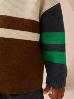 Next Ecru/Brown Knitted Jumper (3mths-7yrs)^BOY Knitwear|Knitwear