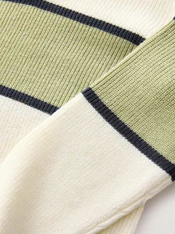 Sale Next Colourblock Zip Neck Knitted Jumper (3-16yrs) Ecru/Green