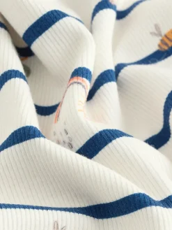 Sale Next Ecru/Navy Stripe Character Rib Long Sleeve T-Shirt (3mths-7yrs)