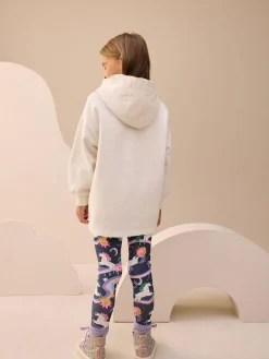 New Next Graphic Print Hoodie Leggings Set (3-16yrs) Ecru/Navy Unicorn