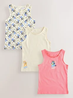 Best Next Ecru/Pink Bluey Vests 3 Pack (1.5-8yrs)