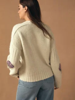 Outlet Next Crew Neck Jumper With Wool Ecru/Purple Floral