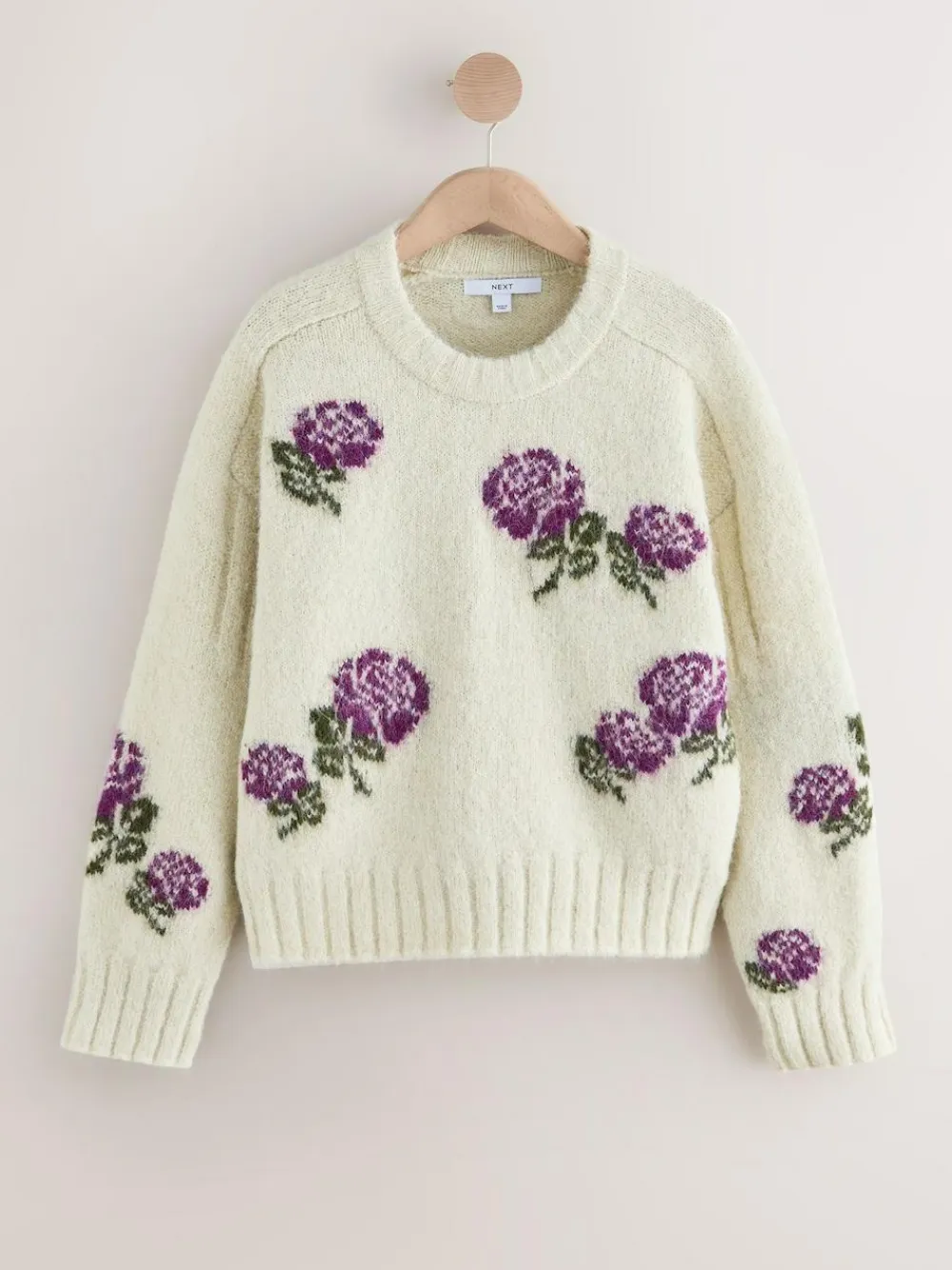 Outlet Next Crew Neck Jumper With Wool Ecru/Purple Floral