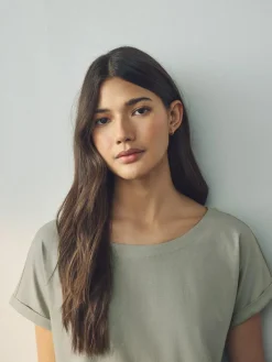 New Next Cap Sleeve T-Shirts 5 Pack Ecru/Taupe/Brown/Blue/Yellow