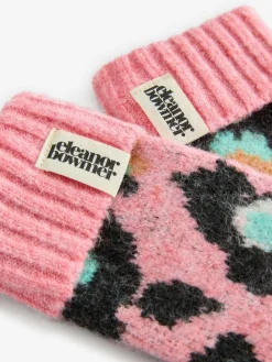 Clearance Eleanor Bowmer Checkerboard Lips Mittens Pink/Blue