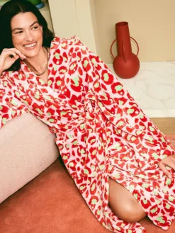 Eleanor Bowmer Leopard Print Fleece Robe^Women Bathrobes