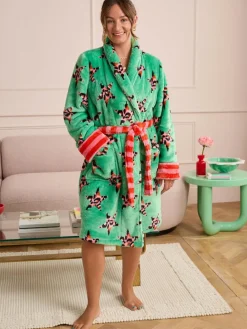 Eleanor Bowmer Leopard Print Fleece Robe Green Leopard