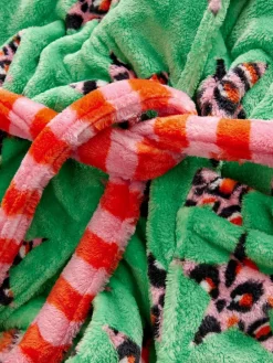 Eleanor Bowmer Leopard Print Fleece Robe Green Leopard