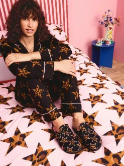 Eleanor Bowmer Leopard Star Mule Slippers