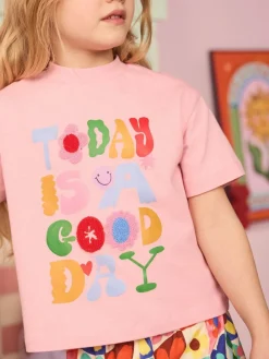 New Eleanor Bowmer Pink Today Is A Good Day 100% Cotton Jersey Set