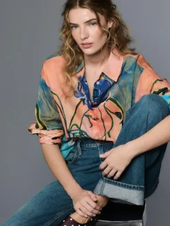 Hot Next Elizabeth Power Artist Print Relaxed Long Sleeve Cotton Lightweight Shirt