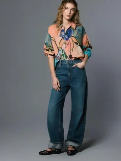 Hot Next Elizabeth Power Artist Print Relaxed Long Sleeve Cotton Lightweight Shirt