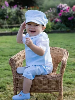 Sale Emile Et Rose Blue Three-Piece Linen Shorts And Hat Set