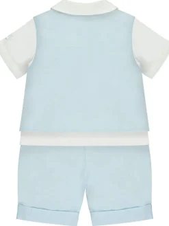 Sale Emile Et Rose Blue Three-Piece Linen Shorts And Hat Set