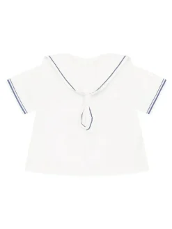 New Emile Et Rose Linen Style Sailor Collar & Trim 100% Cotton 2Pc Shorts & Hat Set