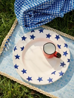 Hot Emma Bridgewater Cream Blue Star 10 1/2 Inch Dinner Plate