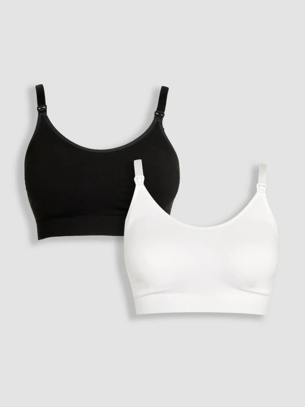New Jojo Maman Bébé Emma Jane Black and White 2-Pack Cotton Seamless Nursing Bras