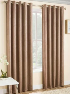 Enhanced Living Neutral Vogue Ready Made Thermal Blackout Eyelet Curtains^ Curtains & Blinds