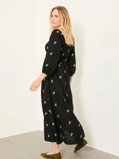 Fat Face FatFace Adele Black Embroidered Midi Dress^Women Midi Dresses|Dresses