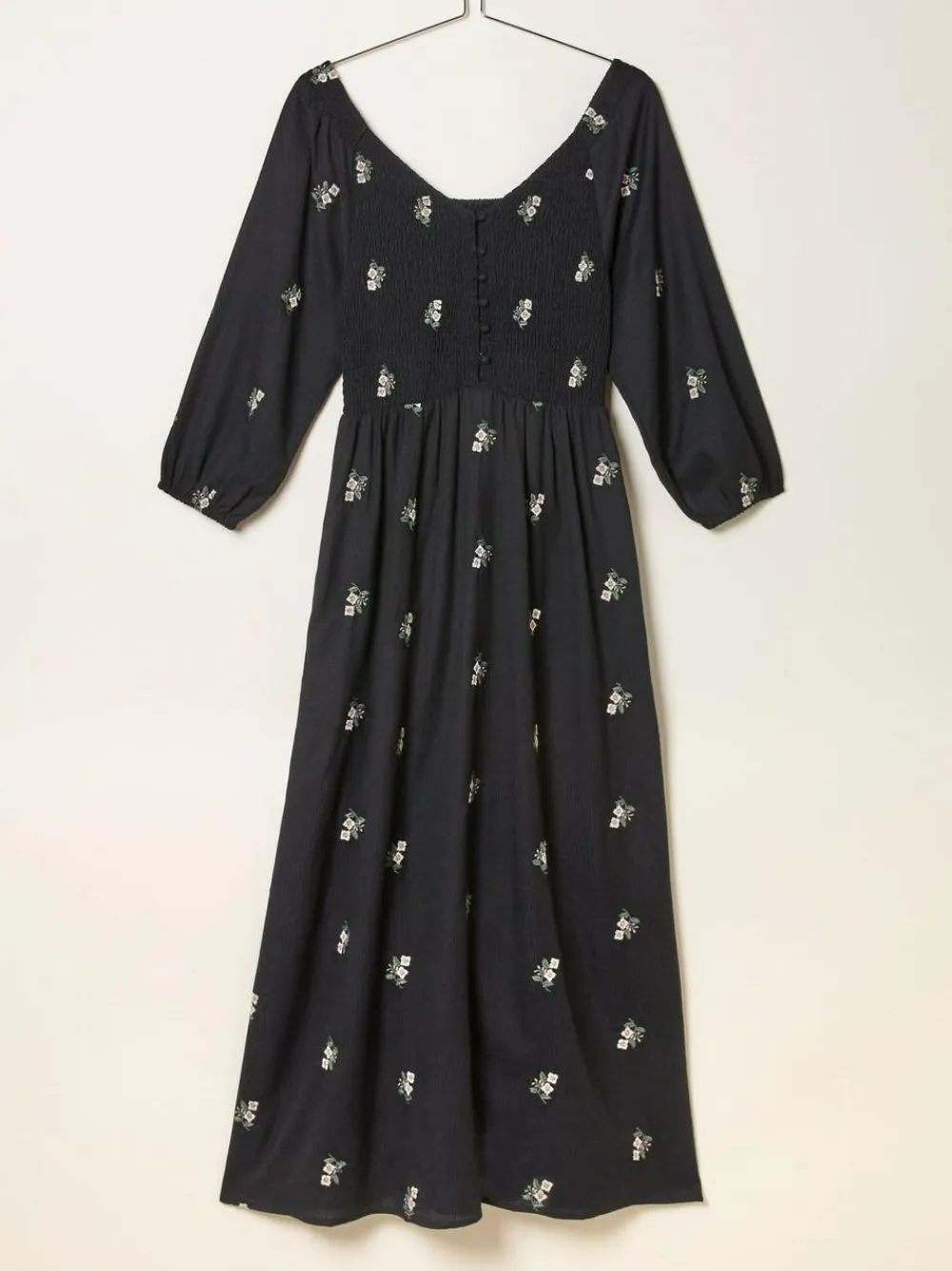 Fat Face FatFace Adele Black Embroidered Midi Dress^Women Midi Dresses|Dresses