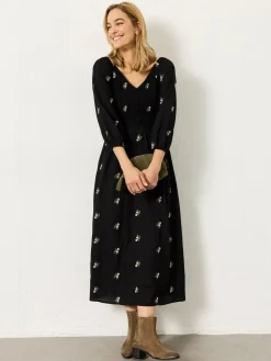 Fat Face FatFace Adele Black Petite Embroidered Midi Dress^Women Midi Dresses