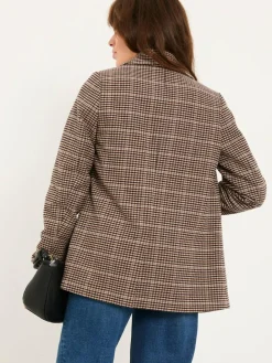Discount Fat Face FatFace Alba Brown Check Blazer