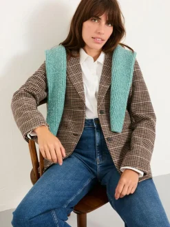 Discount Fat Face FatFace Alba Brown Check Blazer