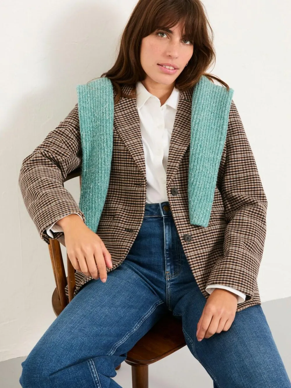 Discount Fat Face FatFace Alba Brown Check Blazer