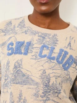 Fat Face FatFace Alex Natural Ski Club Crew Sweatshirt^Women Loungewear|Hoodies & Sweatshirts