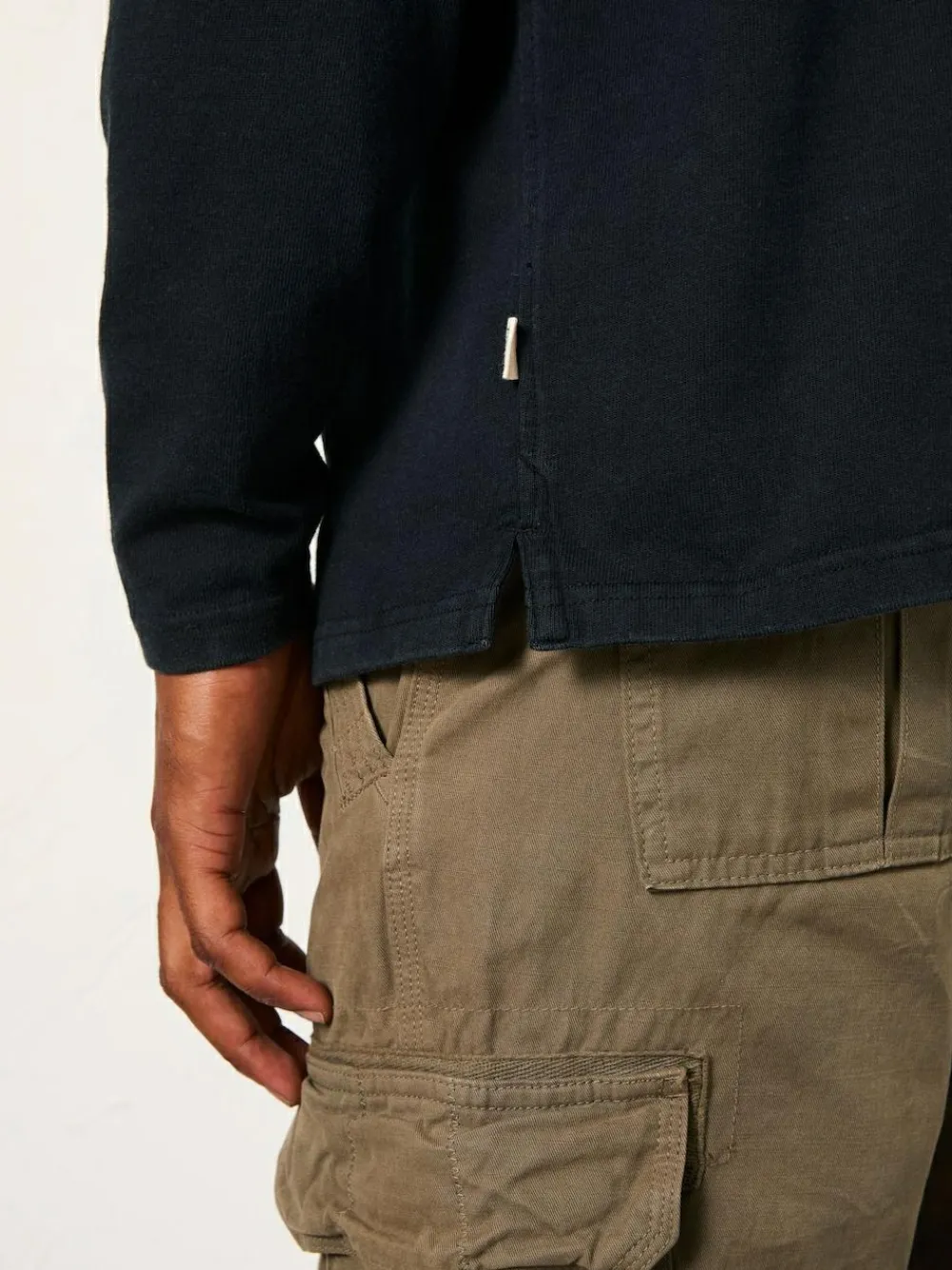 New Fat Face FatFace Alton Long Sleeve Heavyweight Relaxed Fit T-Shirt Black