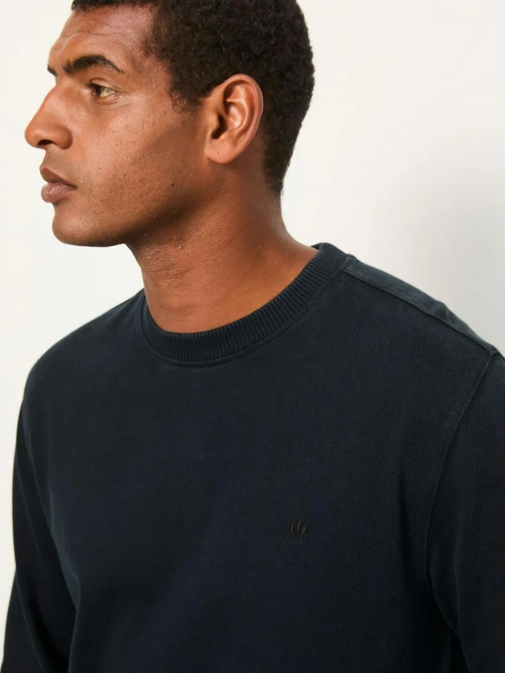 New Fat Face FatFace Alton Long Sleeve Heavyweight Relaxed Fit T-Shirt Black