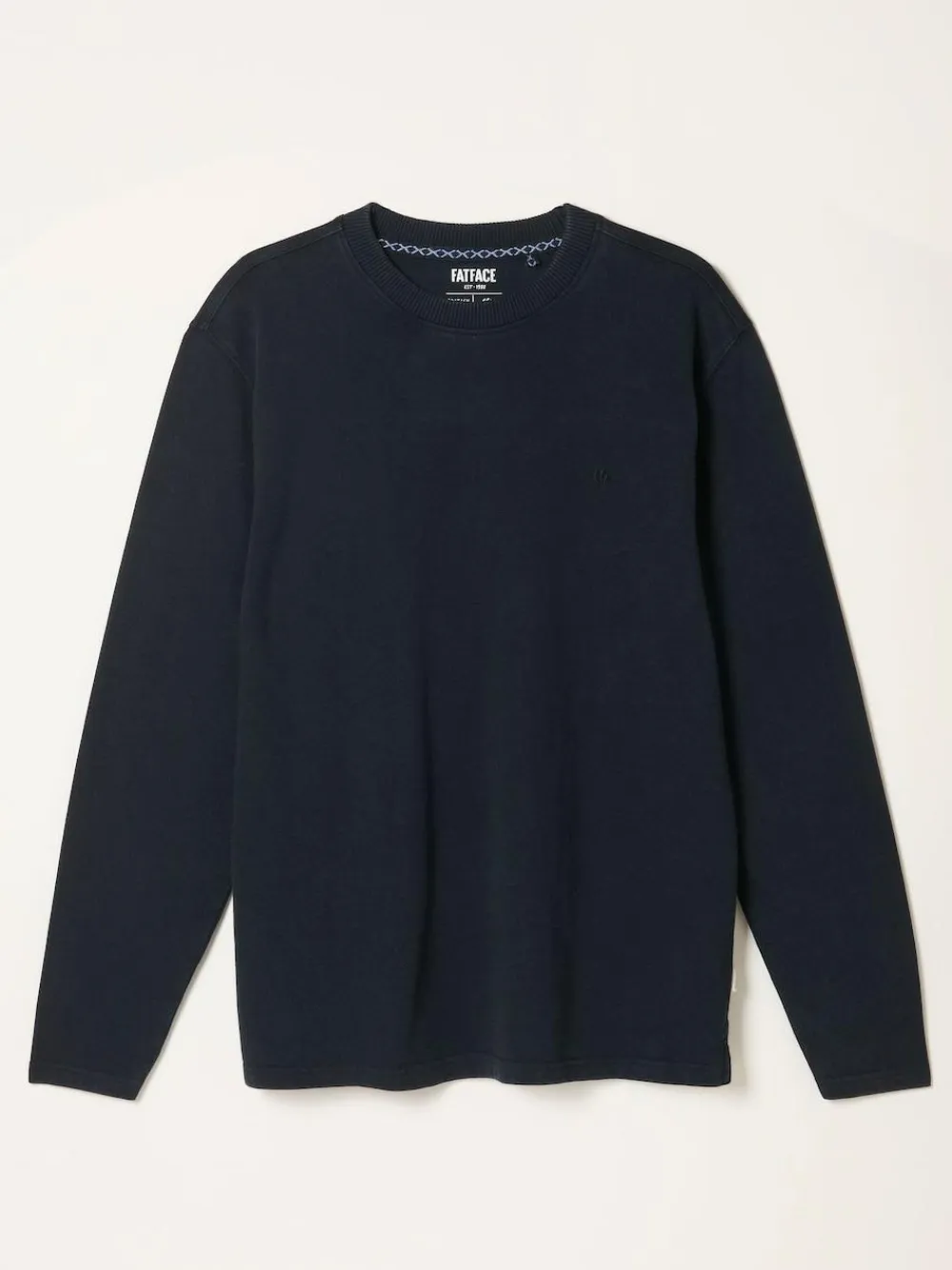 New Fat Face FatFace Alton Long Sleeve Heavyweight Relaxed Fit T-Shirt Black