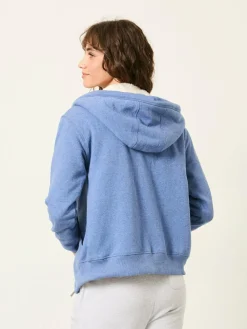 Clearance Fat Face FatFace Amy Borg Lined Zip Through Hoodie Pale Blue