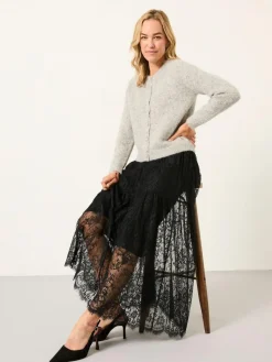 Fat Face FatFace Annie Black Lace Midi Skirt