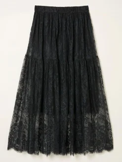 Fat Face FatFace Annie Black Lace Midi Skirt