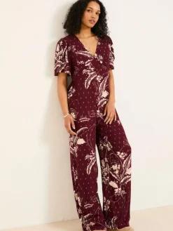 Best Fat Face FatFace Azalea Claret Floral Print Jumpsuit