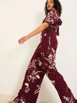 Best Fat Face FatFace Azalea Claret Floral Print Jumpsuit