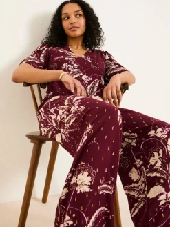 Best Fat Face FatFace Azalea Claret Floral Print Jumpsuit