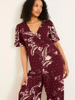 Best Fat Face FatFace Azalea Claret Floral Print Jumpsuit