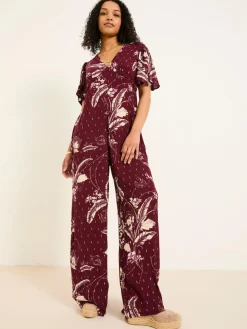 Best Fat Face FatFace Azalea Claret Floral Print Jumpsuit